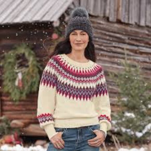 NWT SUNDANCE Eloise Fairisle Pullover Sweater Cream Cotton Wool Size XS $148.00 - Picture 1 of 9